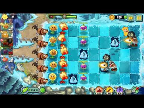 Видео: Plants vs Zombies 2 Frostbite Caves day 29 / Растения против Зомби 2 Обмороженные Пещеры день 29