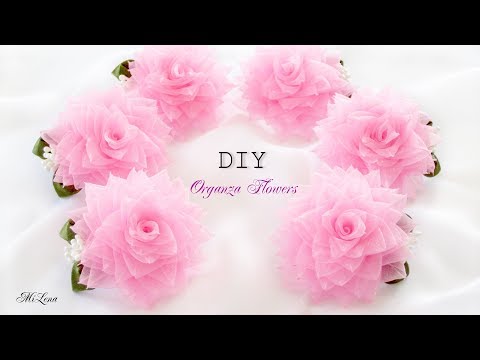 Видео: ЦВЕТЫ ИЗ ОРГАНЗЫ, МК / DIY ORGANZA FLOWERS