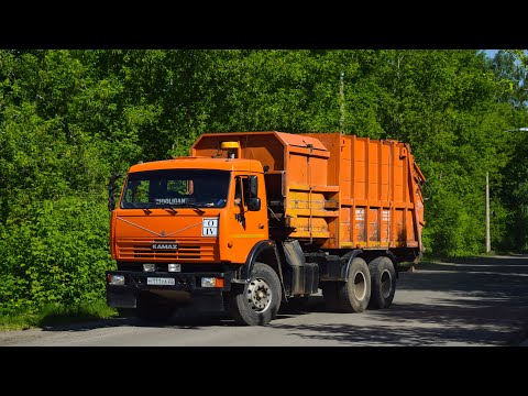 Видео: Мусоровоз МКМ-4705-01 (МК-4453-07) на шасси КамАЗ-65115-62 (Н 111 УА 22) / Kamaz garbage truck.