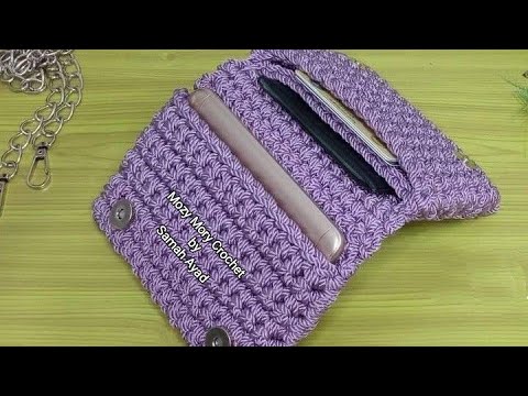 Видео: Кошелек крючком с 3 карманами / сумка крючком с 3 карманами / портфель с 3 карманами