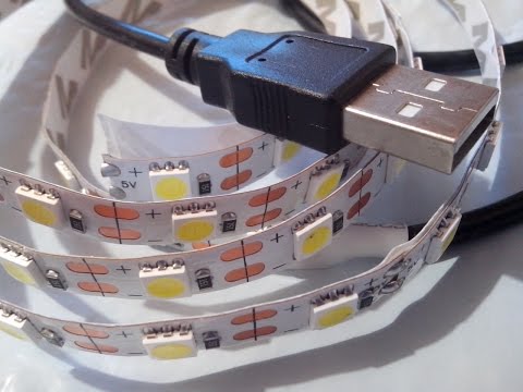 Видео: Светодиодная лента 5050 питание USB 5 V.