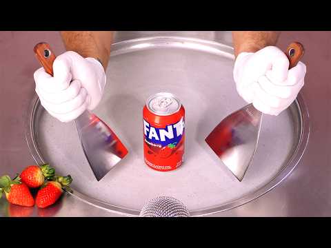 Видео: Я превращаю клубнику Фанта в роллы с мороженым! (-30°С) | Не разговаривать | АСМР
