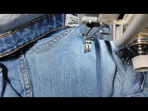 Видео: Подробный процесс штопки джинс1 этап