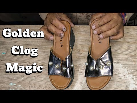 Видео: Преображение сабо: превращаем старые сабо в потрясающие золотые туфли!
