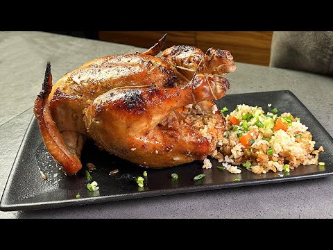Видео: Запеченная курица фаршированная рисом по-китайски
