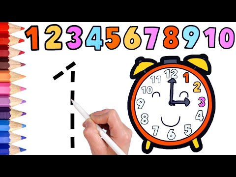 Видео: Часы для рисования для детей Раскраски | Как увидеть часы - простой цвет