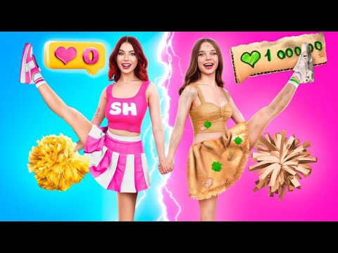 Видео: Бедная Популярная vs Богатая Непопулярная Чирлидерша в Школе!