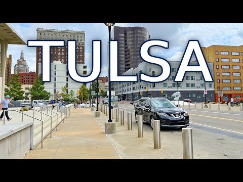 Видео: Центр города Талса, Оклахома, США - Виртуальный автомобильный тур.