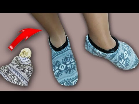 Видео: 🔥 Следки с секретом за 10 минут из старой шапки/DIY slippers/10 Minutes Making