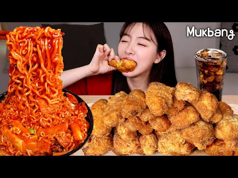 Видео: Питание домашней сладкой курицы и острых булдаковㅣBuldak noodles & Chicken ASMR REAL MUKBANG