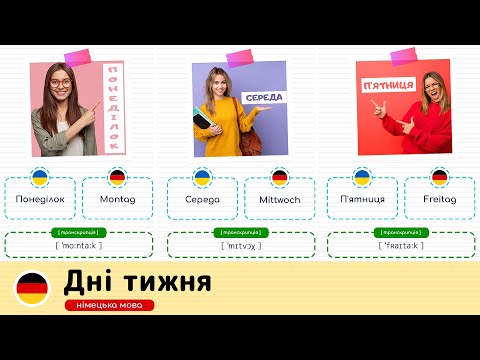 Видео: Дні тижня німецькою мовою. Німецька мова для початківців.