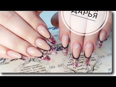 Видео: наращивание ногтей в форме миндаль  аквариумный френч