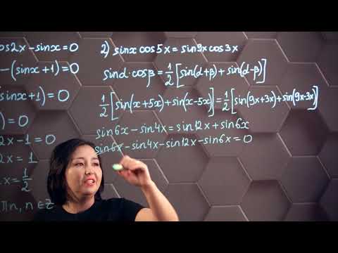 Видео: Тригонометриялық теңдеулерді шешу әдістері. Көбейткіштерге жіктеу. 10 сынып.