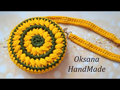 Видео: Сумка из трикотажной пряжи. Мастер класс. Crochet pattern.