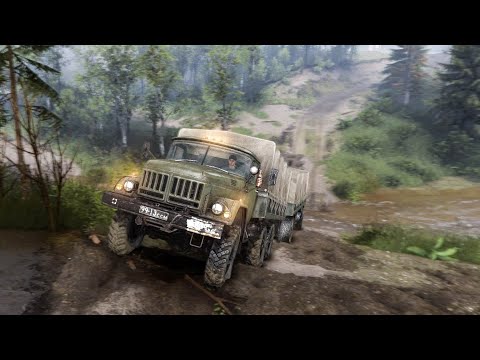 Видео: Бортовой ЗИЛ 131 с фургоном, Не закипел. Карта "Побережье". Spintires