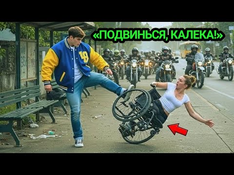 Видео: Хулиганы подставили девушку-инвалида на остановке — но 99 байкеров приехали за справедливостью