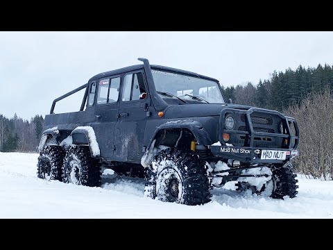 Видео: уаз хантер 6х6 первый тест по снегу на 2уз (часть 1)