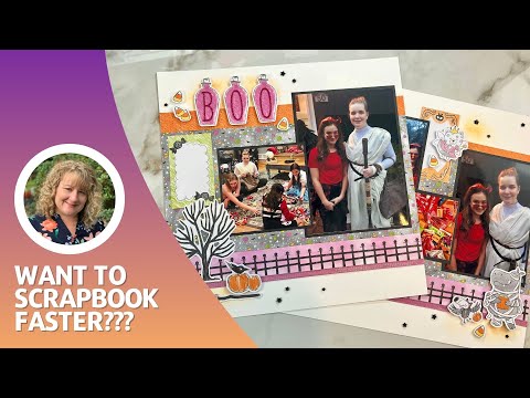 Видео: Секрет быстрого создания скрапбука | Простой макет на Хэллоуин