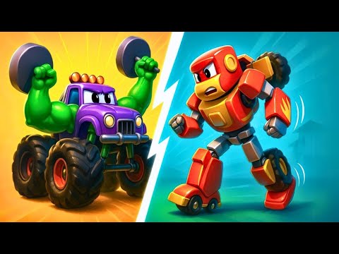 Видео: Робофьюз 🤖 против Монстр Трака 🚗 Мультфильмы для детей