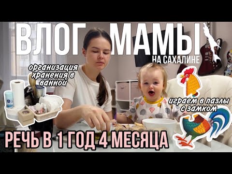 Видео: Речь в 1 год 4 месяца | Хранение в ванной | Пазлы с замком | Влог мамы (85)