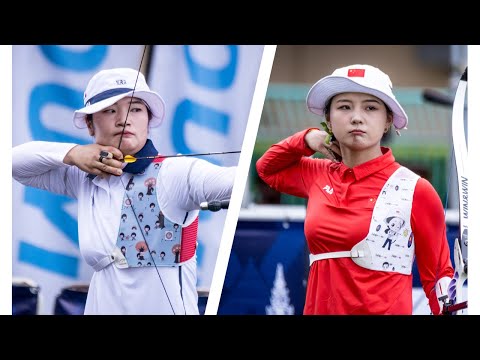 Видео: Кан Чхэ Ён против Ли Цзяман – бронза за женскую луковую стрелу | Чемпионат Азии по стрельбе из лу...