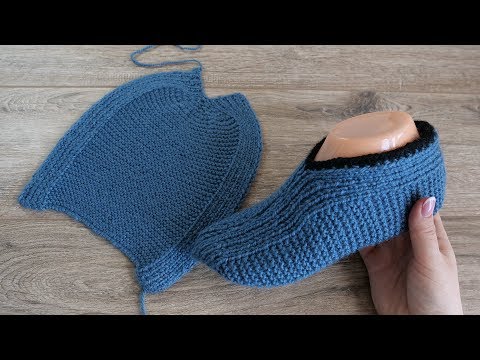 Видео: Легкие следки на двух спицах Турецким способом | Easzy slippers knitting pattern in Turkish