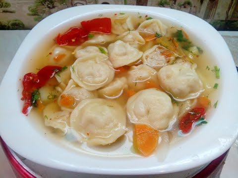 Видео: Суп с пельменями.  Рецепт самых вкусных пельменей.