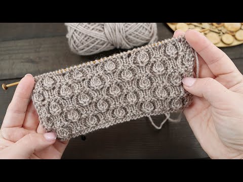 Видео: Узор «Бутон в колбе» спицами 🌹 Free knitting pattern