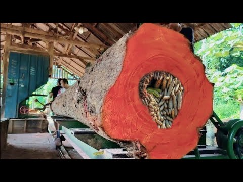 Видео: Я никогда раньше не знал, как распиливать большие и длинные куски красного дерева.