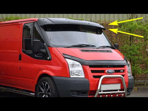 Видео: Козырек над лобовым стеклом на Ford Transit, козырек лобового стекла Форд Транзит