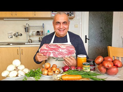 Видео: Печен свински врат с гъби и зеленчуци! Силна храна с  аромат на български  подправки!