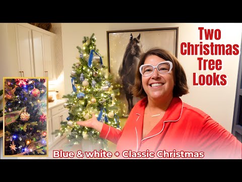 Видео: Два образа рождественской елки | Элегантный синий с белым и классическое уютное Рождество 4K