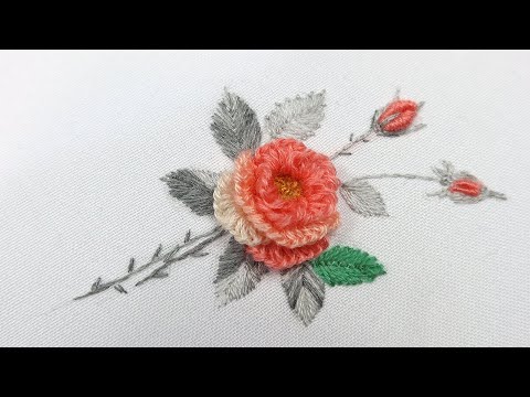 Видео: Вышивка: Роза из шерсти | Embroidery : wool Rose | easy