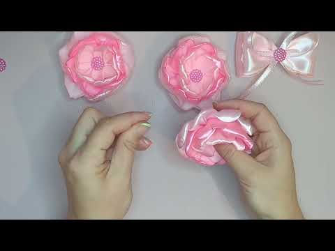 Видео: Бант на выписку из роддома лента 4 см.