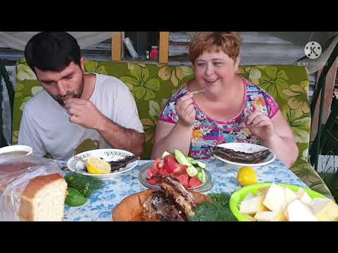 Видео: Рыба на мангале/Мукбанг на природе/