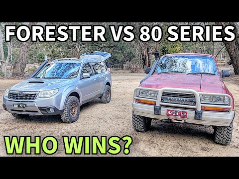 Видео: Subaru Forester XT против Landcruiser 80 серии внедорожный Cobaw 2025