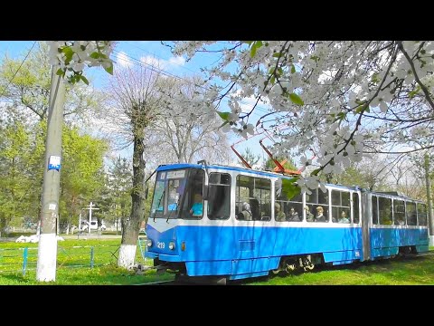 Видео: Трамвай Tatra KT4SU №219. Вулиці Ак.Янгеля, Стрілецька, Хмельницьке шосе. Весна. 23.04.2019. FHD.