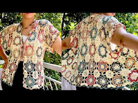 Видео: Жилет с мотивом крючком ✨ Привлекательный дизайн с яркими цветами!