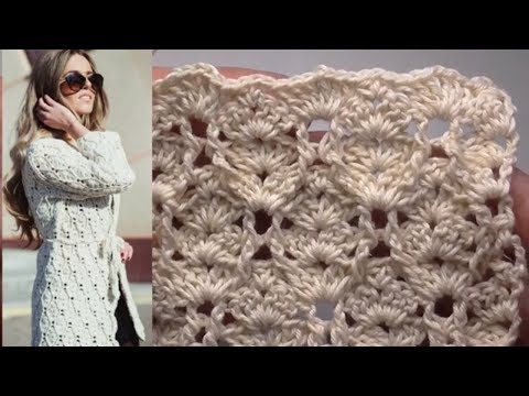 Видео: Плотный узор крючком для пальто, кардигана