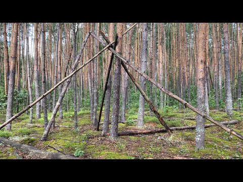 Видео: Постройка маркер снежного человека. Шалаш лешего, типпи йети. Владимирская область 22.07.24