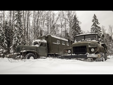 Видео: Урал 375Д и ЗИЛ 157 против снежной целины.