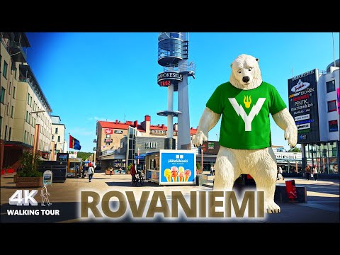 Видео: Пешая прогулка по центру Рованиеми, лето 2025; Финляндия. #4K