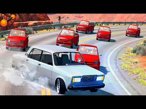Видео: Бесстрашная банда ДЕБИКОВ атакует ЖИГУЛИ... РП ПОГОНЯ в BeamNG Drive
