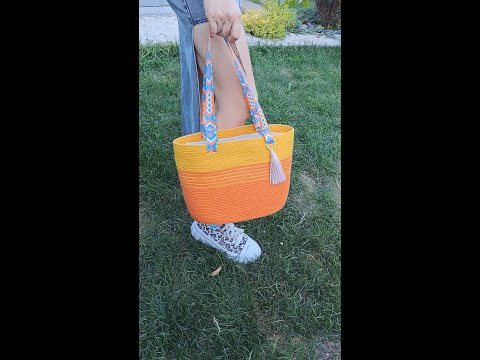 Видео: Сумка из шнура в технике зигзаг,большая сумка,сумка с прямыми стенками.DIYсумка из шнура.