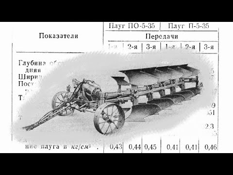 Видео: Оборотный плуг ПО-5-35 дпя электротрактора. Фильм из серии "История сельхозтехники".