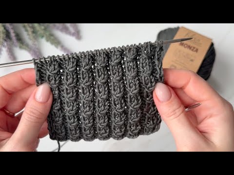 Видео: Красивый простой узор спицами / Обзор Fibra Natura Monza