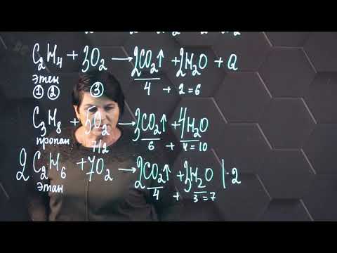 Видео: Составление уравнений реакций горения. 11 класс.