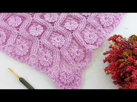 Видео: долгожданная модель 👍💯 вязаная крючком цветочная треугольная шаль модель подробная конструкция