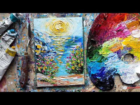 Видео: ЦВЕТЫ У МОРЯ ☀️мастихином ИМПАСТО