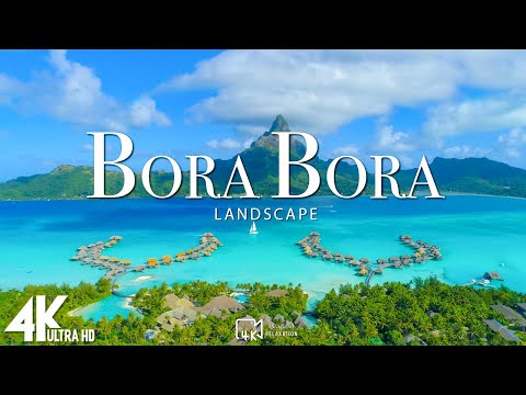 Видео: Полет над Бора Бора (4K UHD) Удивительные красивые пейзажи для природы и расслабляющая музыка